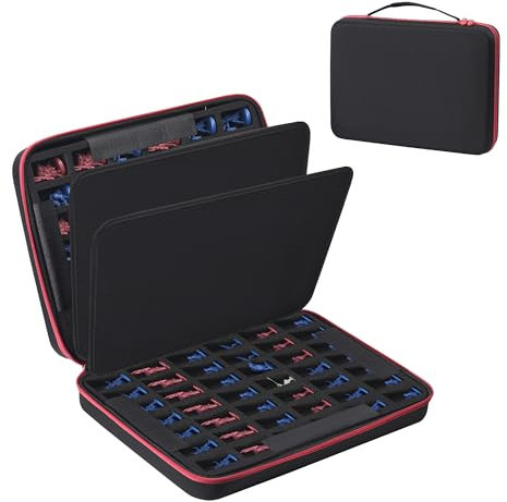 Miniature Storage Carrying Figure Case - 84 Slot Figurine Minature Carrying Case with Foam Layer for Miniatures Compatible with 40k, DND & More-84red