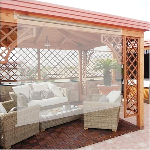 Kanduo Vattentät transparent rullgardin Genomskinlig vattentät rulljalusi, vattentät och regntät rulljalusi, Balkong Gazebo rulljalusi Skärmgardin utomhus(1.4x2m)