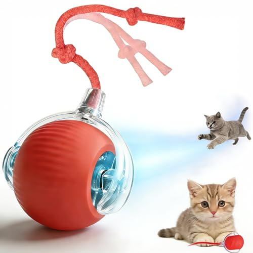 vecora Interactive Cat Ball Toys – 360° Automatic Cat Ball Toy, USB Rechargeable Irregular Moving Toys, Interactive Toy for Indoor Adult Cats & Kittens, Stimulate Cats' Hunting Instincts（1pcs）
