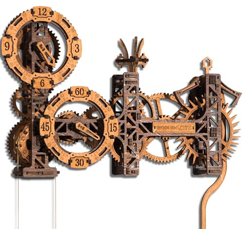 Wooden City Modello 3D in Legno - Steampunk Gearworks Wall Clock