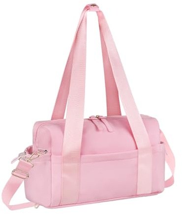 Flintronic Bolsa de Gimnasio para Mujeres, Impermeable, Portátil, Bolsa de Viaje con Correa Ajustable y Compartimento Mojado, Bolsa de Entrenamiento para Fitness, Yoga, Pilates-Rosa