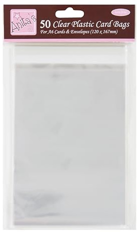 Anita's Card Protection Bags, A6, Clear, Pack of 50, Plastic, For Home, Art, Craft, Cardmaking