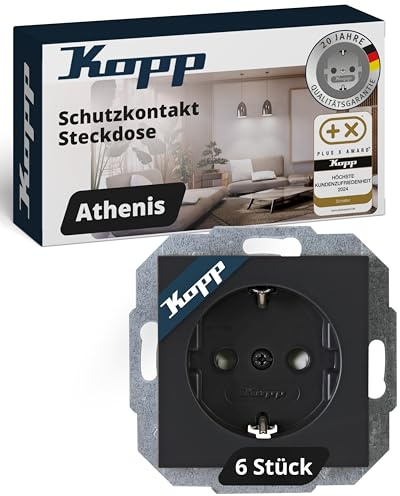 Kopp Athenis Uttag med jordkontakt antracit Professionell förpackning 6 stycken, 943015055