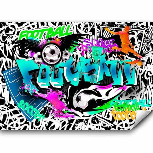 Papier peint murando panoramique inspirant 350x256 cm - Revêtement mural décoration salon - Design moderne - Artistique graffiti coloré urbain mural football sport i-A-0111-a-c