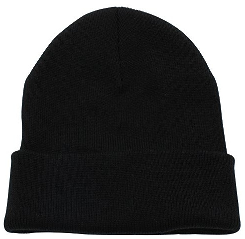 CUFFED PLAIN SKULL BEANIE HAT / CAP | Winter Unisex Knit Hat Toboggan For Men & Women | Unique & Timeless Clothing Accessories By Top Leve, Black