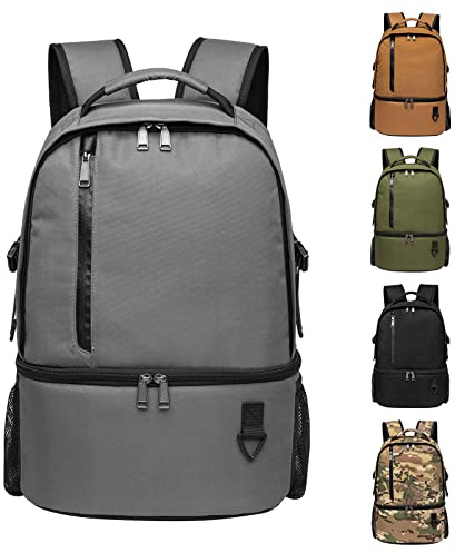 TUGUAN Zaino Termico Frigo 28 Litri Borsa Termica Porta Pranzo doppio ripiano con scomparto refrigerato inferiore Isoterma per Campeggio, Spiaggia, Picnic, Grigio