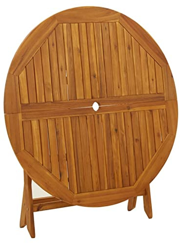 Gecheer Matbord, Kök, Trädgård, Hopfallbar, Runda, Acacia Massiv Trä, utomhus, Fällbart Trä, Runda Bord, Utomhus Matbord