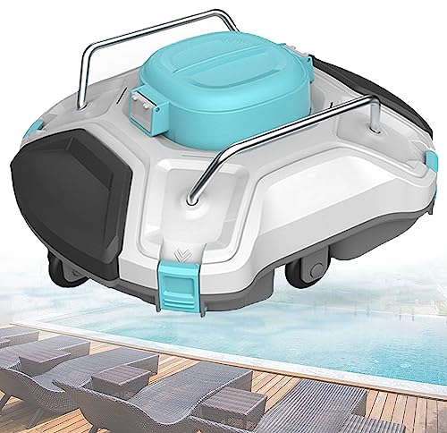 Oiyekntd Automatic Robot Pool Cleaner, Cordless Robotic Pool Vacuum for Above Ground & In-Ground Swimming Pool with Strong Suction and Top Handle