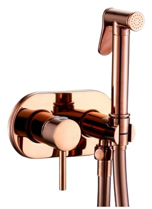 Aero - Set bidet da parete in ottone a scomparsa color oro rosa, con finitura di lusso