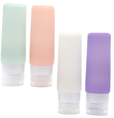 NIYANGLE 4pièces Flacons De Voyage Silicone De Bouteilles Réutilisables Étanches Pour Shampooing Et Cosmétiques Pratiques Pour Voyages Rangement à Domicile