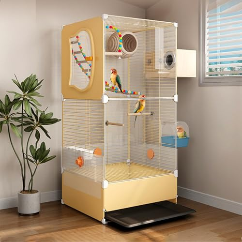 Cage Oiseaux sur Pied, Cage Oiseaux, avec Petite Porte et Accessoires, for Perroquets Gris du Gabon, Perroquets Soleil et Tourterelles(Large)