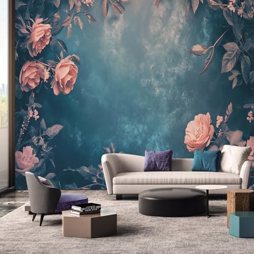 Générique Papier Peint Panoramique Fleur Vintage, Papier Peint Floral, Fresque Murale, Decoration Chambre Salon, 450 x 315 cm &WQFR
