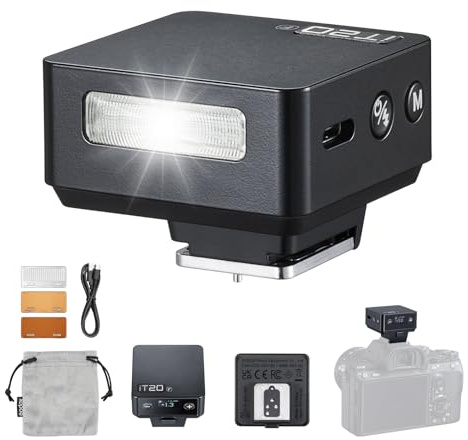 GODOX iT20 F iT20-F Mini Flash for Fujifilm, TTL Camera Flash for Fujifilm, 1.5s Recycle Time, 700 Full Power Flashes, Built-in 300mAh Battery with Magnetic Spreader & Color Filter(Black)