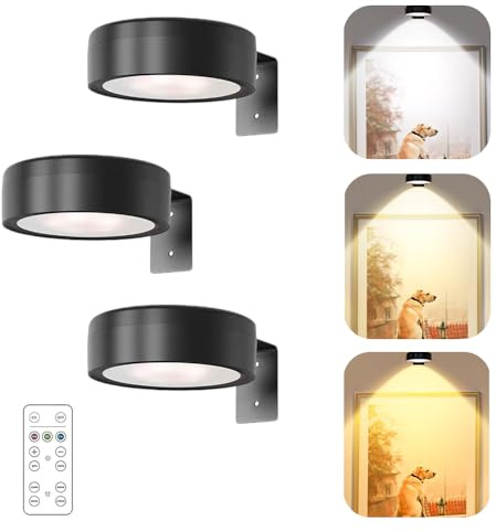 AXVRAV 3-pack LED bildljus batteri drivs med fjärrkontroll, magnetisk Mallampa med 3 belysningsfärger och dimbar med timing-funktion, bildljus trådlös bildbelysning för målning foto