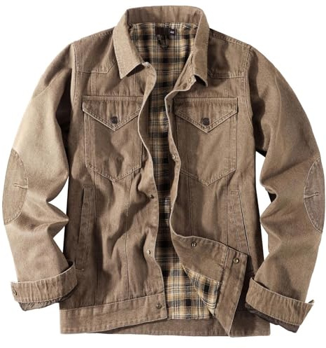 Modeewel Veste en jean stretch pour homme - Veste mi-saison légère - Veste de loisirs - Veste de printemps - Veste cargo - Veste de sport - Veste d'automne - Manteau en jean léger