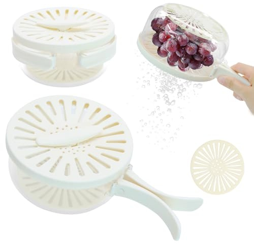 Salad Spinner 9.8 Inch with Removable Colander Basket, BPA-Free Vegetable Spinner with Handle, Lettuce & Leafy Greens Dryer, Serving Bowl & Spin Dryer for Kitchen, Compact & Easy Store (White)