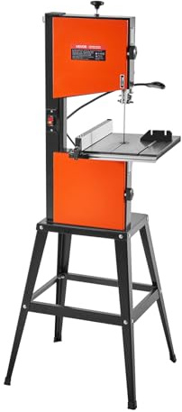 VEVOR Bandsäge mit Untergestell, 254 mm, Zweigang-Holzbandsäge, 373 W (1/2 PS), max. Schnitthöhe 160 mm, 335x340 mm Gusseisentisch, mit 360°-Arbeitsleuchte, Gehrungsanschlag, Parallelanschlag
