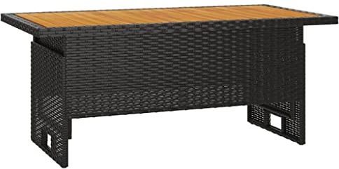 Generic Trädgårdsbord Justerbart i Höjdled, Trädgårdsmatbord med Träbordsskiva, Uteplatsbord, Balkongbord, Trädgårdsmöbelbord, Loungebord, Svart, 100x50x43/63 Cm, akaciaträ & (Svart)