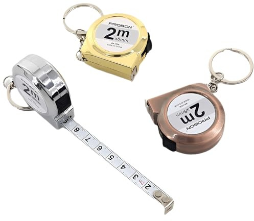Cinta métrica, 3 piezas de 2m Mini cinta métrica con llavero, Flexible cinta de acero con carcasa de ABS y mecanismo de bloqueo, Cinta de medición retráctil, Herramienta de medición para el hogar