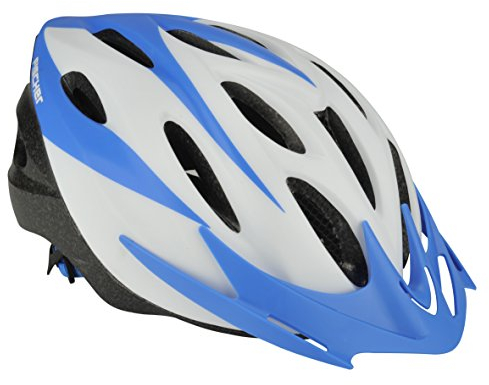 FISCHER Erwachsene Fahrradhelm, Radhelm, Mountainbike-Helm, Cityhelm Sportiv, S/M, 54 – 59 cm, weiß blau, mit beleuchtetem Innenring-System