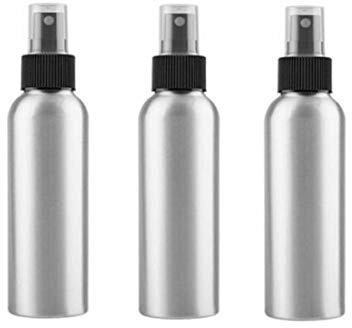 Lot de 3 flacons vaporisateurs rechargeables en aluminium pour huiles essentielles, parfum, brume fine, produits de beauté, cosmétiques, voyage - 120 ml, Argenté.