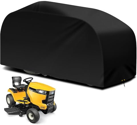 RICHIE Riding Lawn Mower Cover, 165 x 110 x 103cm Outdoor Garden Tractor Cover Waterproof, Heavy Duty 420D Oxford Fabric lawn mower cover with Adjustable Drawstring, Windproof, Anti-UV