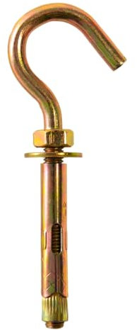 Tasselli a Espansione Con Gancio 4 pezzi in Acciaio Zincato M8 Lunghezza 12 cm Completo di dado e Rondella Idoneo Per Esterno e Interno Muro Laterizio e Cemento.