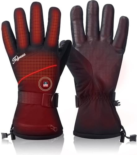 Beheizbare Handschuhe mit 5500mAh Akku, Beheizte Handschuhe für Herren Damen, Dicke wasserdichte Winddicht Touchscreen Heizung Wiederaufladbar Winterhandschuhe Motorradhandschuhe 1Paar
