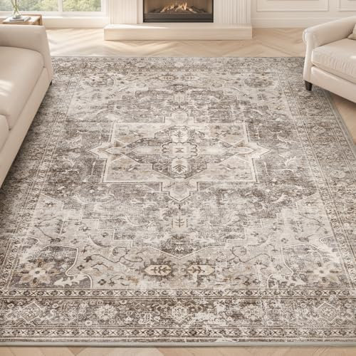 SIXHOME Alfombra Vintage Moderna Lavable de Pelo Corto para Dormitorio (Marrón, 90 * 150cm)