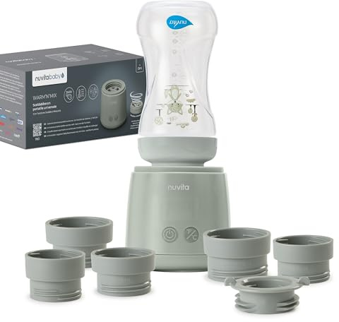 Nuvita 1163 Warm’n’Mix Calentador de Biberones Portátil con batería y Función de Calentamiento y Mezcla – Calentamiento Rápido en 3 Minutos, 4 Configuraciones de Temperatura, Compatibilidad Universal