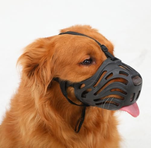 ETONSUNNY Museliere pour Chien, Muselière en Silicone Souple Contre Les Morsures, Les Aboiements et Les Mâchonnements, Design Respirant, Adaptée au Dressage des Grands Chiens Agressifs (Noir, XL)