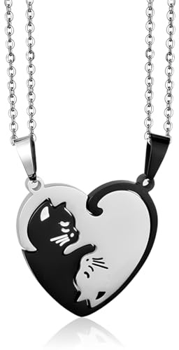 OQKAHIV 2 pcs Colliers d'amitié, colliers avec Chat pendentifs de dessins animés pour amis proches, cadeau parfait pour l'anniversaire de votre meilleur ami, Pour les filles et les garçons femmes