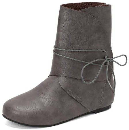 Bviennic Donna Stivaletti Piatto Casuale Punta Rotonda Cordoncino Slouch 2380 Grigio Numero 35 EU