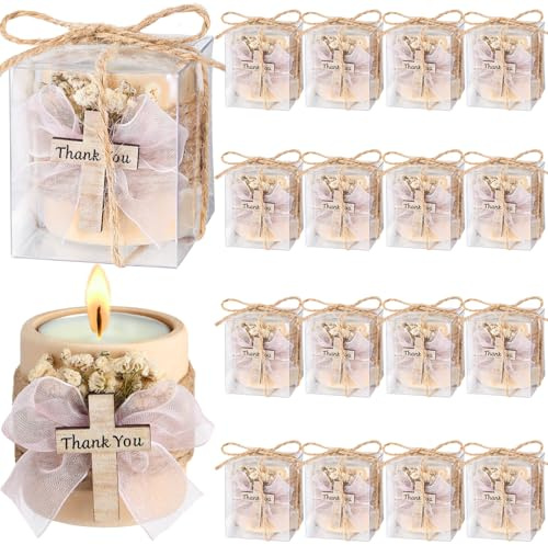 MTLEE 16 Pack Wooden Tealight Candle Holder Kit Guest Gifts, Cute