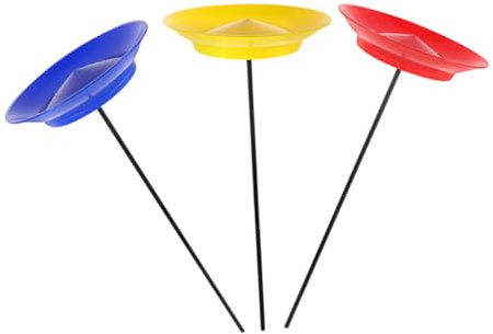 TOYANDONA Assiettes de Jonglage 3 Pièces Rouge Bleu Jaune avec Bâtons Plastiques, Jeu D'adresse pour Garçon et Filles et Adultes, Entraînement Coordination Sensorielle, Accessoires