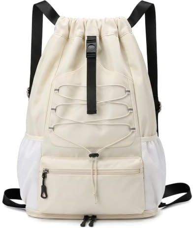 Qoosea Mochilas de Cuerdas Impermeable Bolsa de Deporte, Gran Capacidad Nylon Mochila de Gimnasio con Cordón para Hombre Mujer, Gym Bag de Cincha para Escolar, Senderismo, Casual, Viaje, Playa