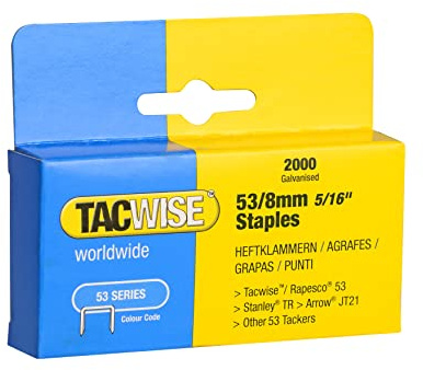 TACWISE 0335 - Caja 2000 grapas galvanizadas 53/8mm, Negro