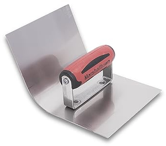 Herramienta de paleta de esquina Marshalltown con redondeo, R 38 mm con mango DuraSoft, acero inoxidable, dimensiones: 114x152 mm