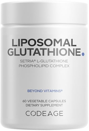 Liposomal Glutathione Supplement - Pure Reduced Setria® L Glutathione Nano Encapsulated Glutathione Powder Capsules, Natural Antioxidant Complex, Soy-Free Gluten-Free Dairy-Free Non-GMO - 60 Pills