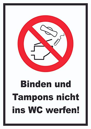 HB-Druck Keine Binden und Tampons ins WC werfen Schild A6 Rückseite selbstklebend