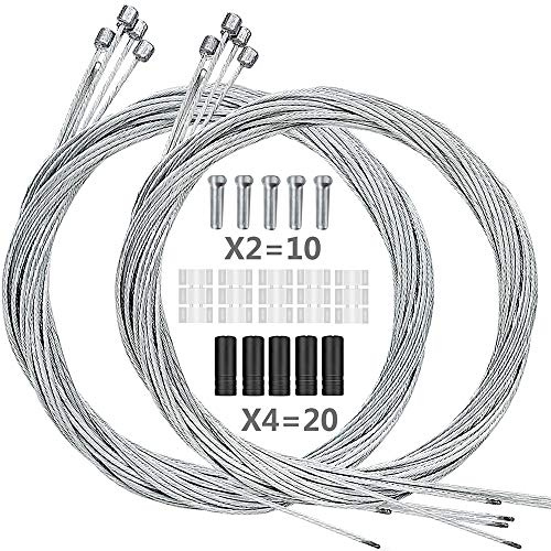 Hapleby 10PCS Premium Bike Shift Cable, Professional Bicycle Shift Wire Kit for Mountain and Road Bicycle, For Free 5 O-rings, 10 End Ferrules and 20 End Caps