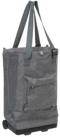 5 five simply smart 5five - Borsa per la spesa pieghevole con 2 ruote, grigia, 30 litri - Tasche con cerniera - Salvaspazio - Facile e comoda da riporre