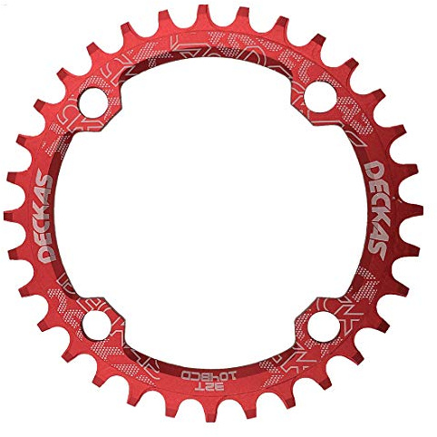 DECKAS Round Oval 104BCD 30T 32T 34T 36T 38T Narrow Wide Chainring Single Chainring for 6/7/8/9/10/11/12-Speed (Round Red, 30T)