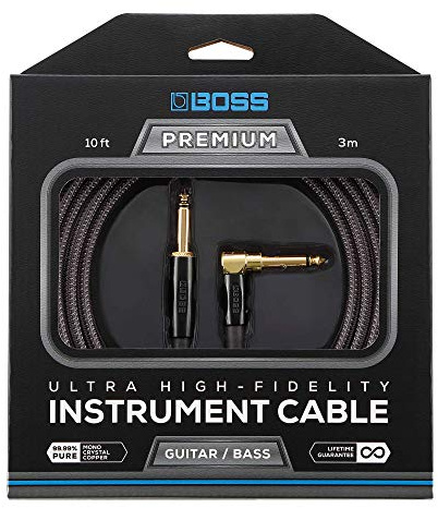 BOSS BIC-P10A, Instrumentenkabel mit geraden auf gewinkelten 6,3-mm-Klinkensteckern, 10ft / 3m