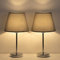 LIANTRAL Nachttischlampen 2er-Set, Modern Tischleuchte, Kleine Tischlampe mit schwarzem Stofflampenschirm Metallrahmen für Schlafzimmer Wohnzimmer Büro, Grau und Silber