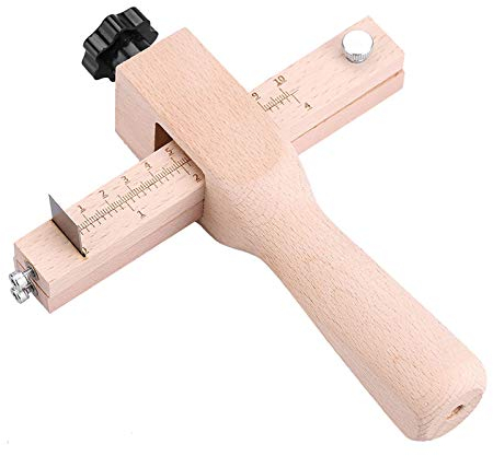 Herramienta de Trabajo de Cuero con 5 Cuchillas - Cortador de Tiras de Cuero Ajustable de Madera para Stra