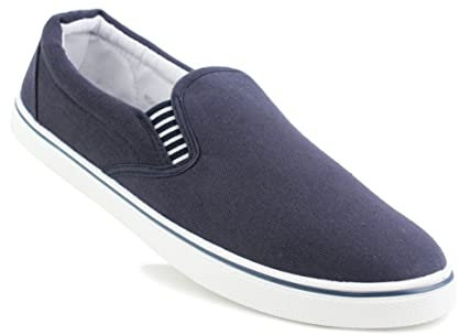 DEK Mens Slip On Canvas Flat Boat Yachting Deck Plimsoll Espadrilles Casual Pumps Trainers Shoes (Navy, Numeric_8)