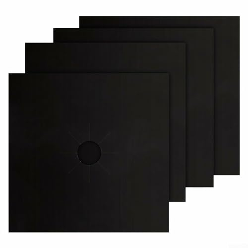 FUBESK 4 protectores de cocina de gas, protectores de estufa de gas, protectores de quemador de estufa, cubiertas de cocina, tapetes reutilizables para estufa de gas para una limpieza rápida de la