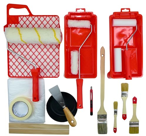 ROTIX Komplettes Malerset 22-teilig | Farbroller Malerpinsel Malerwerkzeug für Wandanstrich, Lackierarbeiten, Abdecken