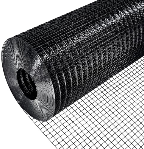 LAN JIA Black Hardware Cloth 48×100', 23 Gauge 1/4 inch Black PVC Hardware Cloth, Black Vinyl Coated Welded Wire Fence Supports Poultry Netting Chicken Coop Cover Wire Fencing…